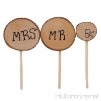VWH 1Set Cute Mr & Mrs Wooden Cake Inserted Toppers Rustic Wedding Event Party Decoration - B07FKFCFGX